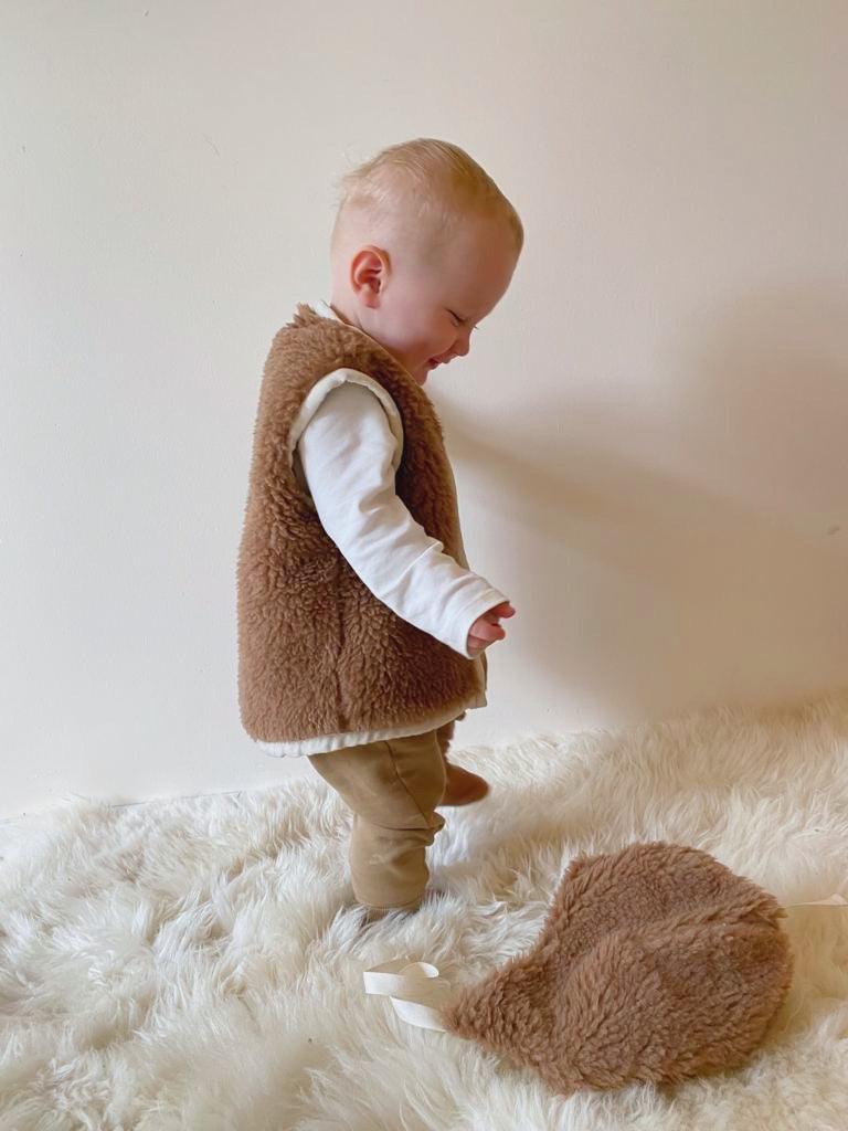 Weste aus Schurwolle für Babys/Kinder - Braun