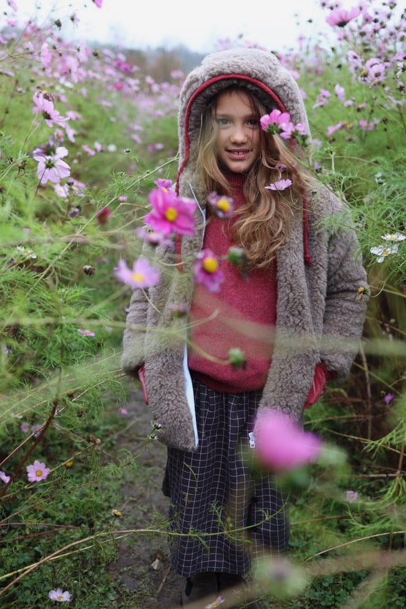 Baby/Kid Jacket in Teddy Wool Melange Brown
