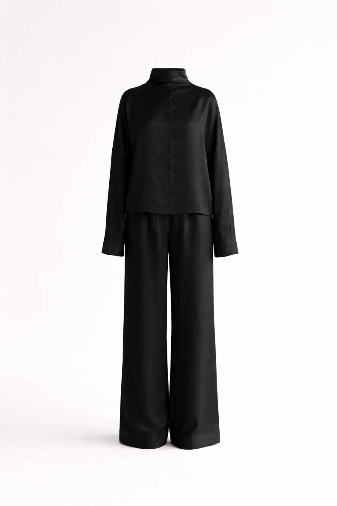 Silk/Linen Clothing Set - Black - MellowConceptStore