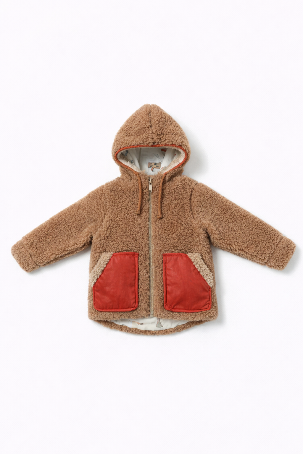 Baby-/Kinderjacke aus Teddywolle - Melange Brown