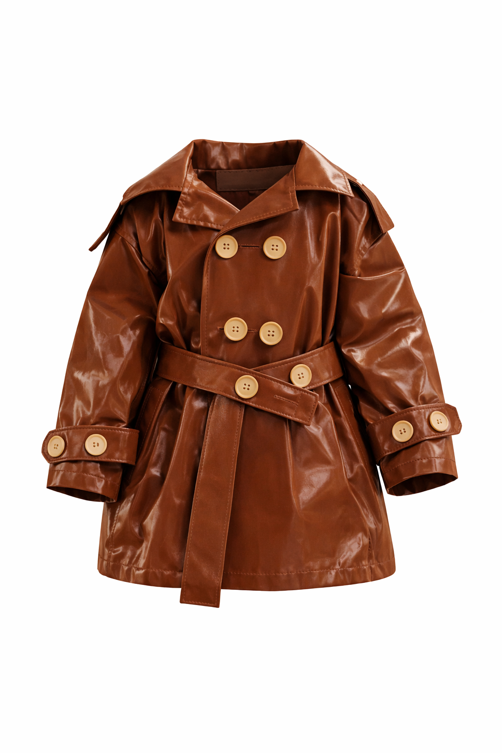 Kid's Trench Coat - Brown - Cotton