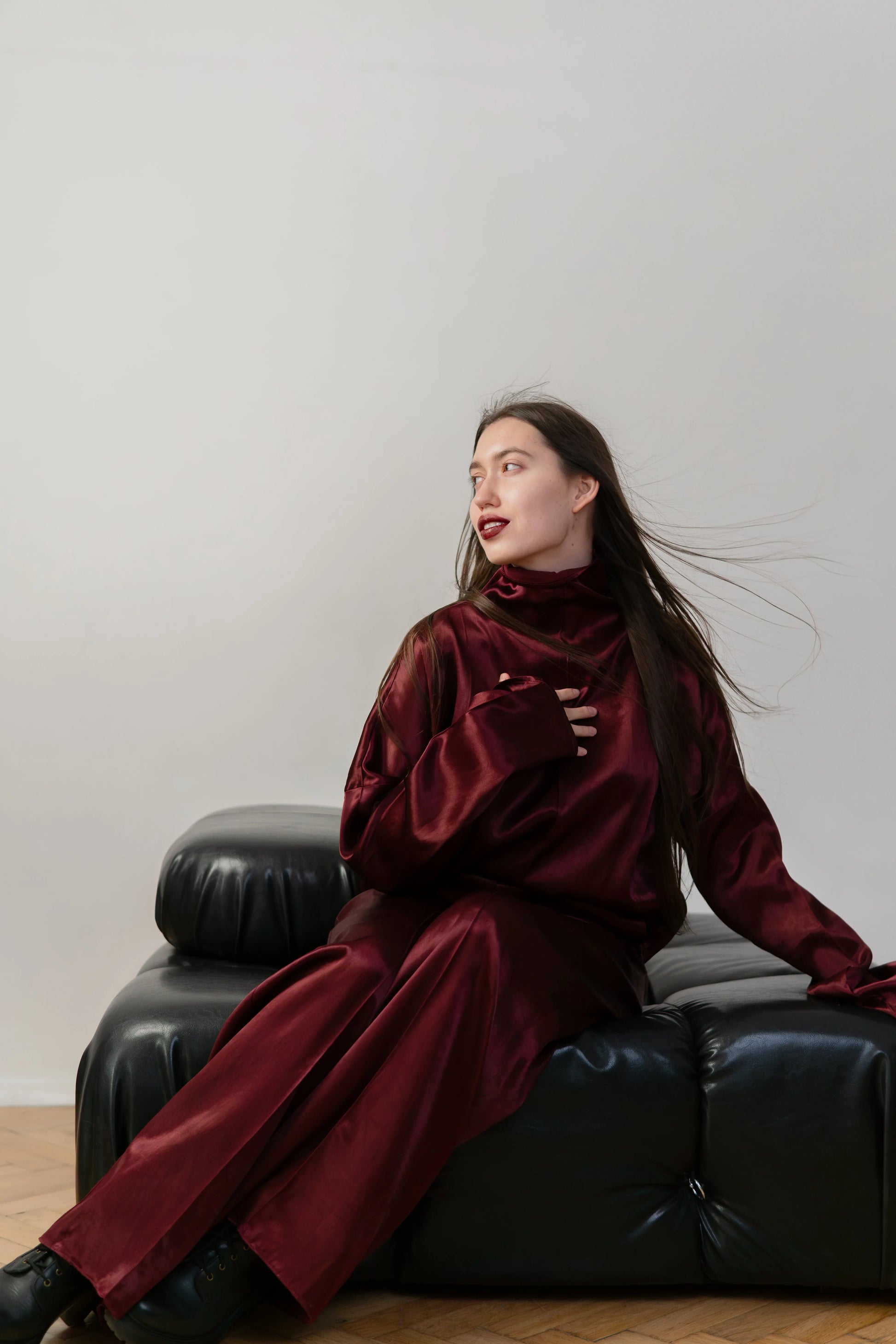 Silk/Cotton Clothing Set - Burgundy - MellowConceptStore