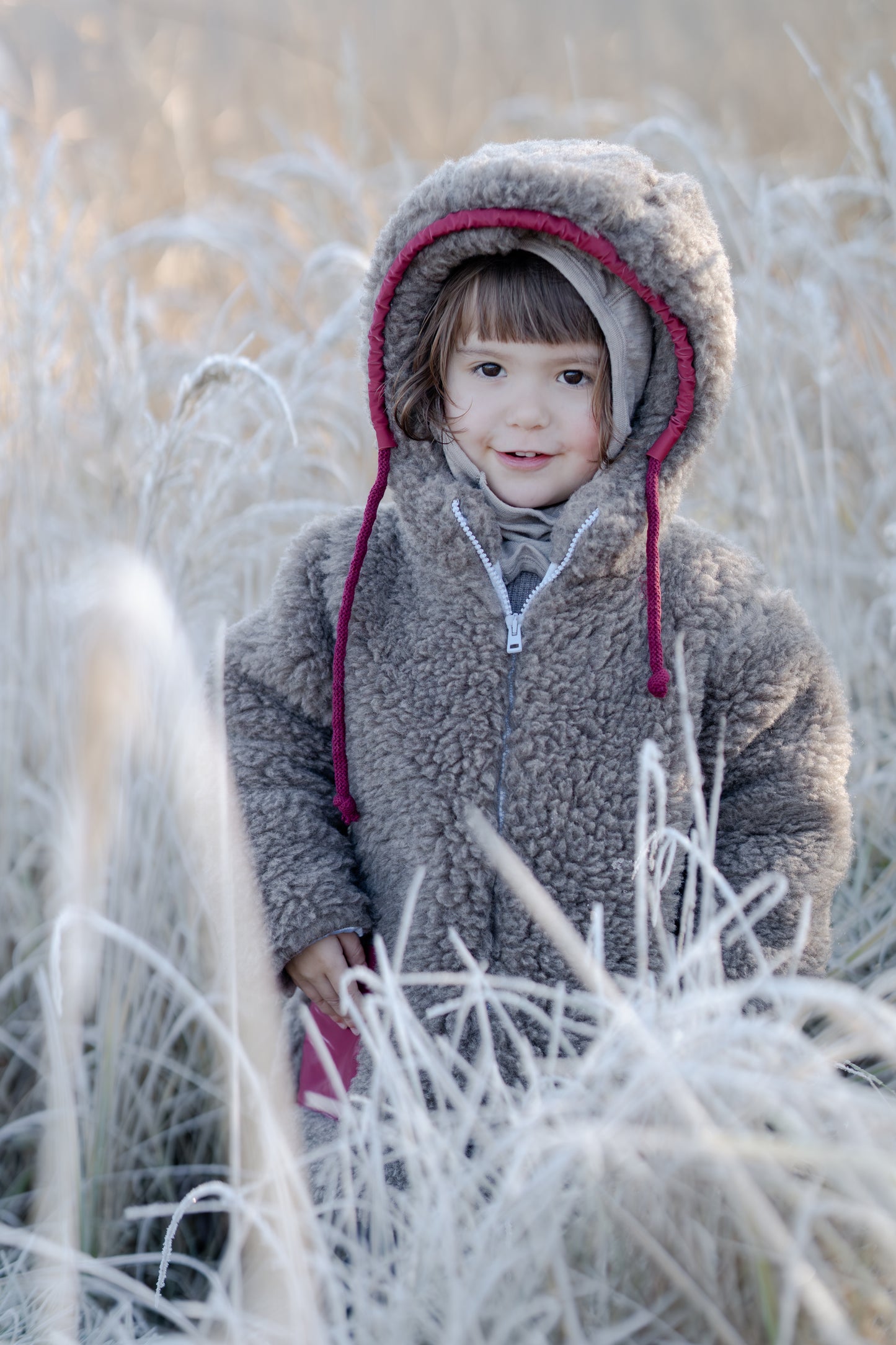 Baby/Kid Jacket in Teddy Wool Melange Brown