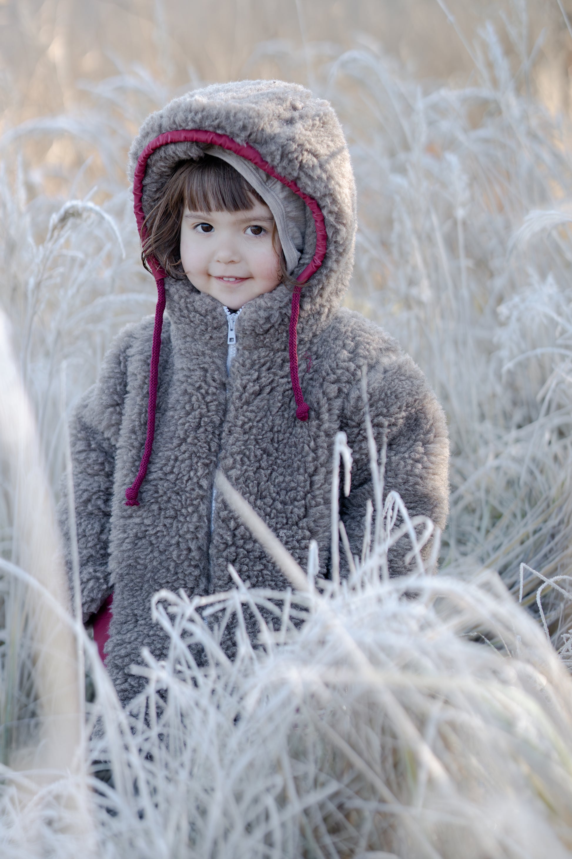 Baby/Kid Jacket in Teddy Wool Melange Brown