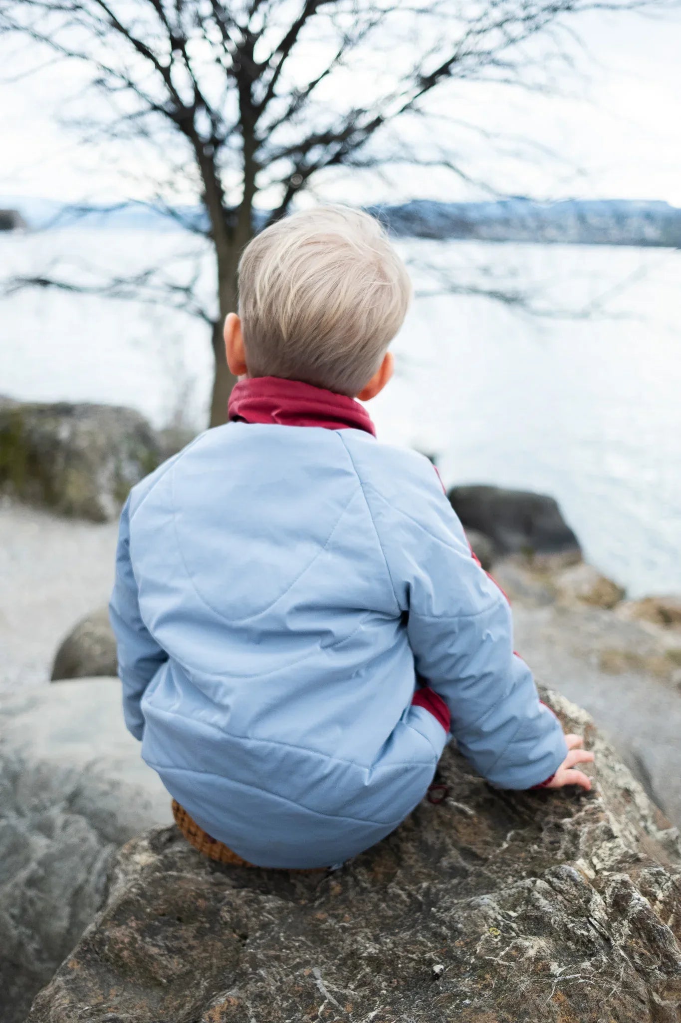Kid's Wool Puff Jacket - Blue - Natural, Non-Toxic & Insulated with 100% Wool