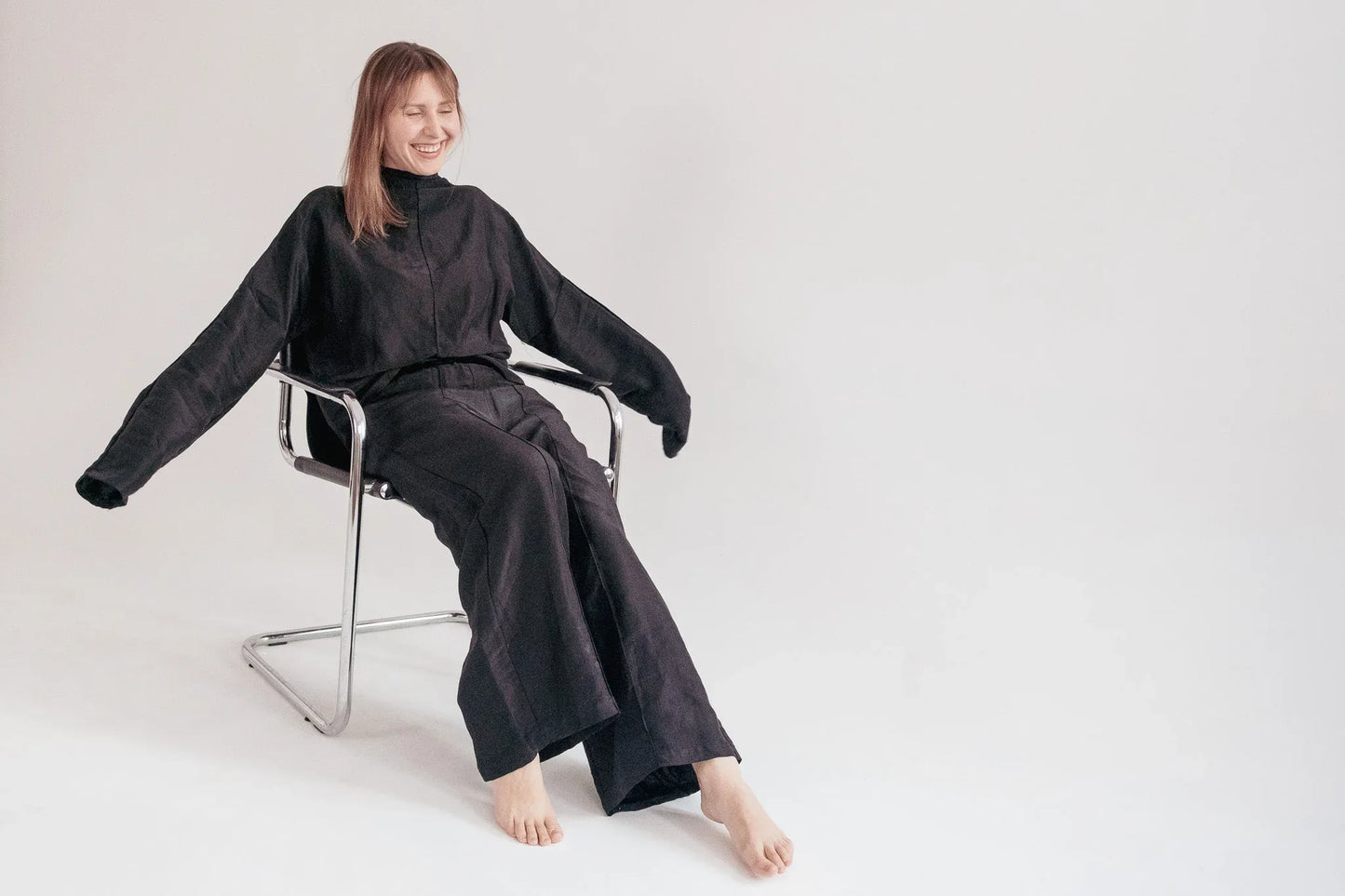 Silk/Linen Clothing Set - Black - MellowConceptStore
