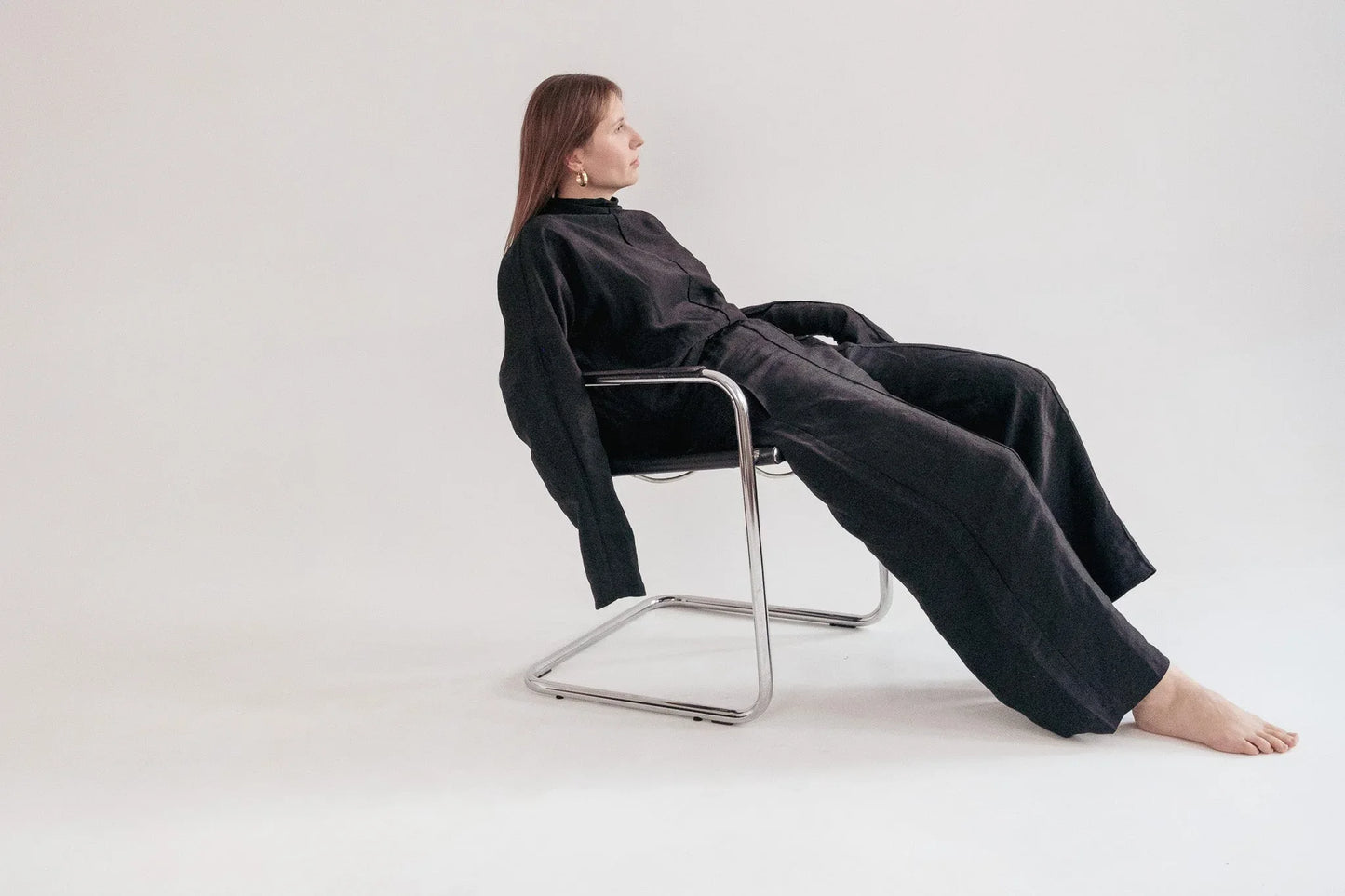 Silk/Linen Clothing Set - Black - MellowConceptStore