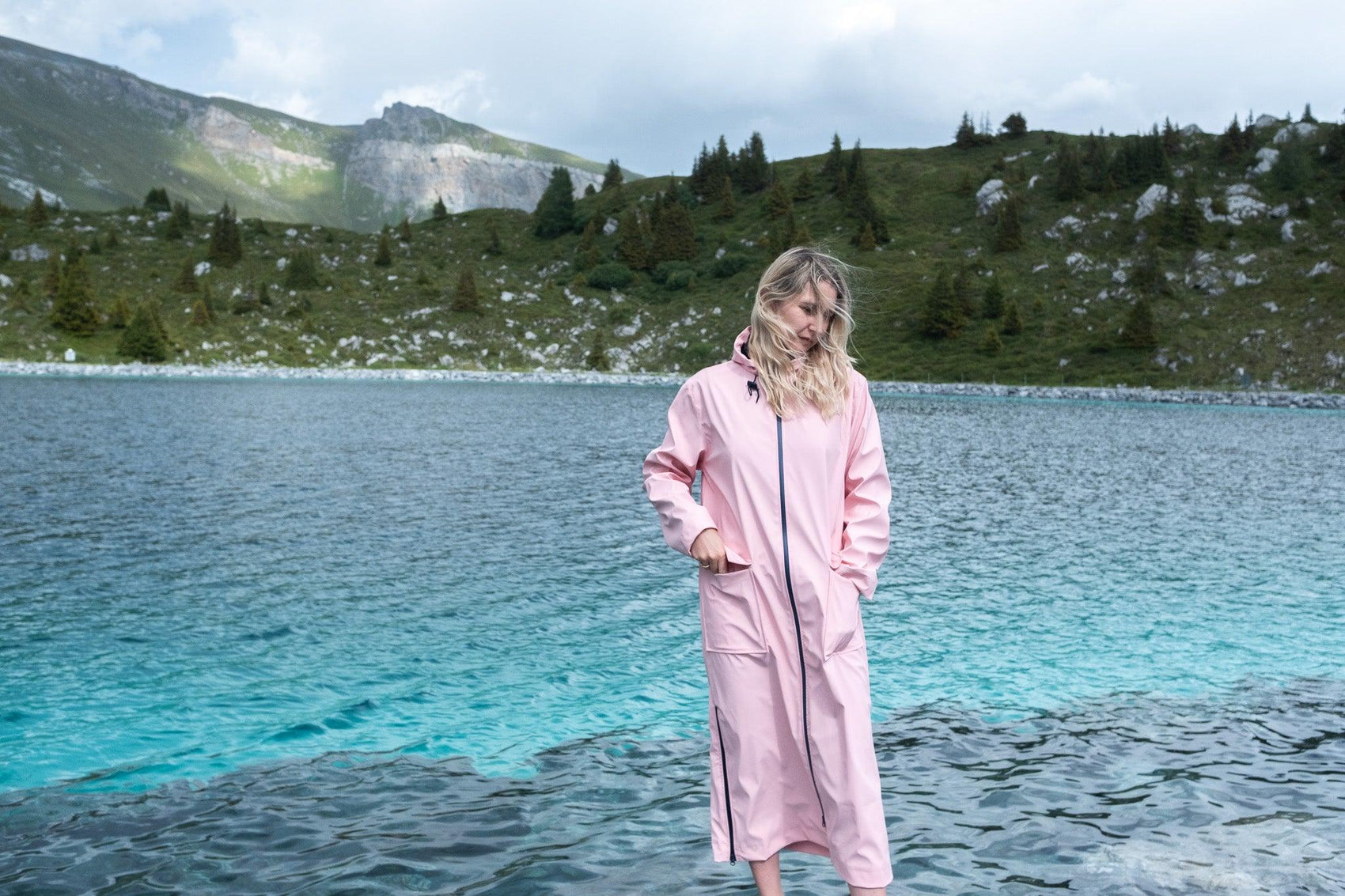 Waterproof Coat with Wool Rosa