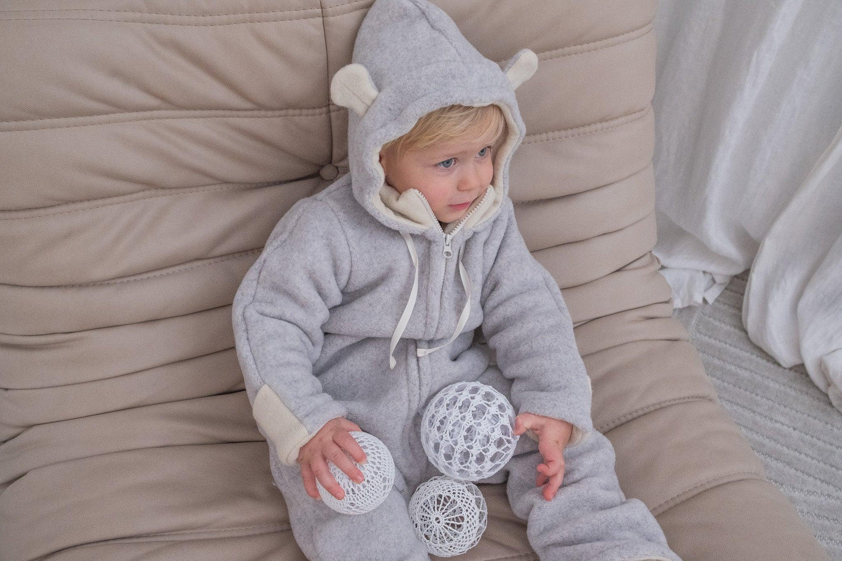 Baby/Kid Virgin Wool Overall Grey