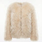 Sheepskin Fur / Coat with Burgundy Silk Lining - White - MellowConceptStore