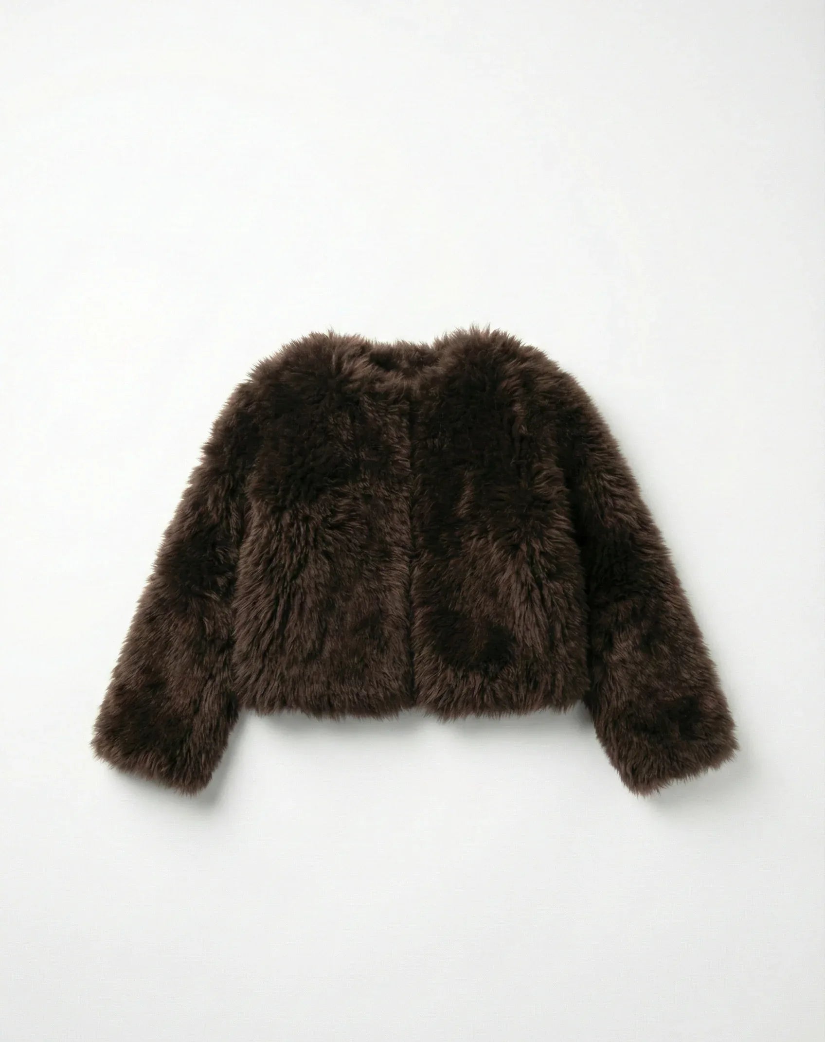 Sheepskin Fur / Coat with Burgundy Silk Lining - Brown - MellowConceptStore