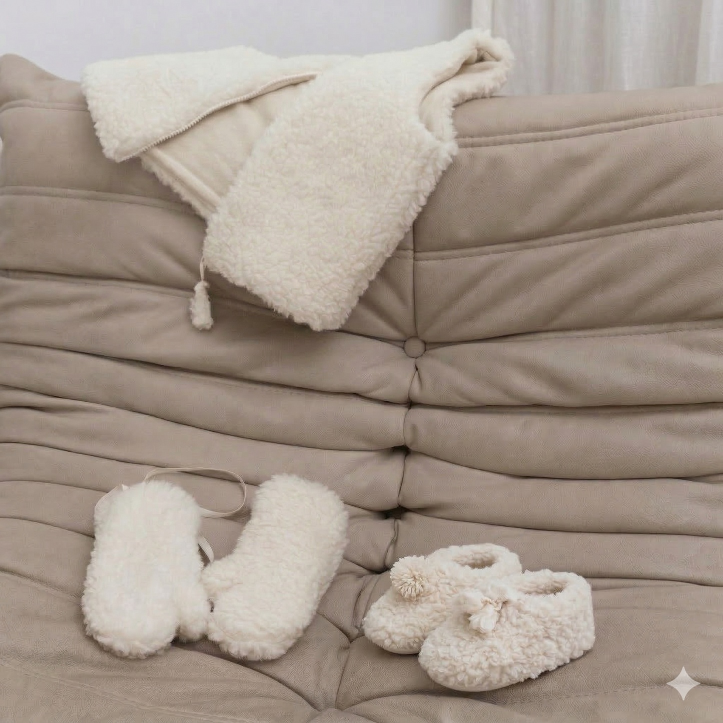 Weiße Baby/Kinder Stiefel aus natürlicher Wolle