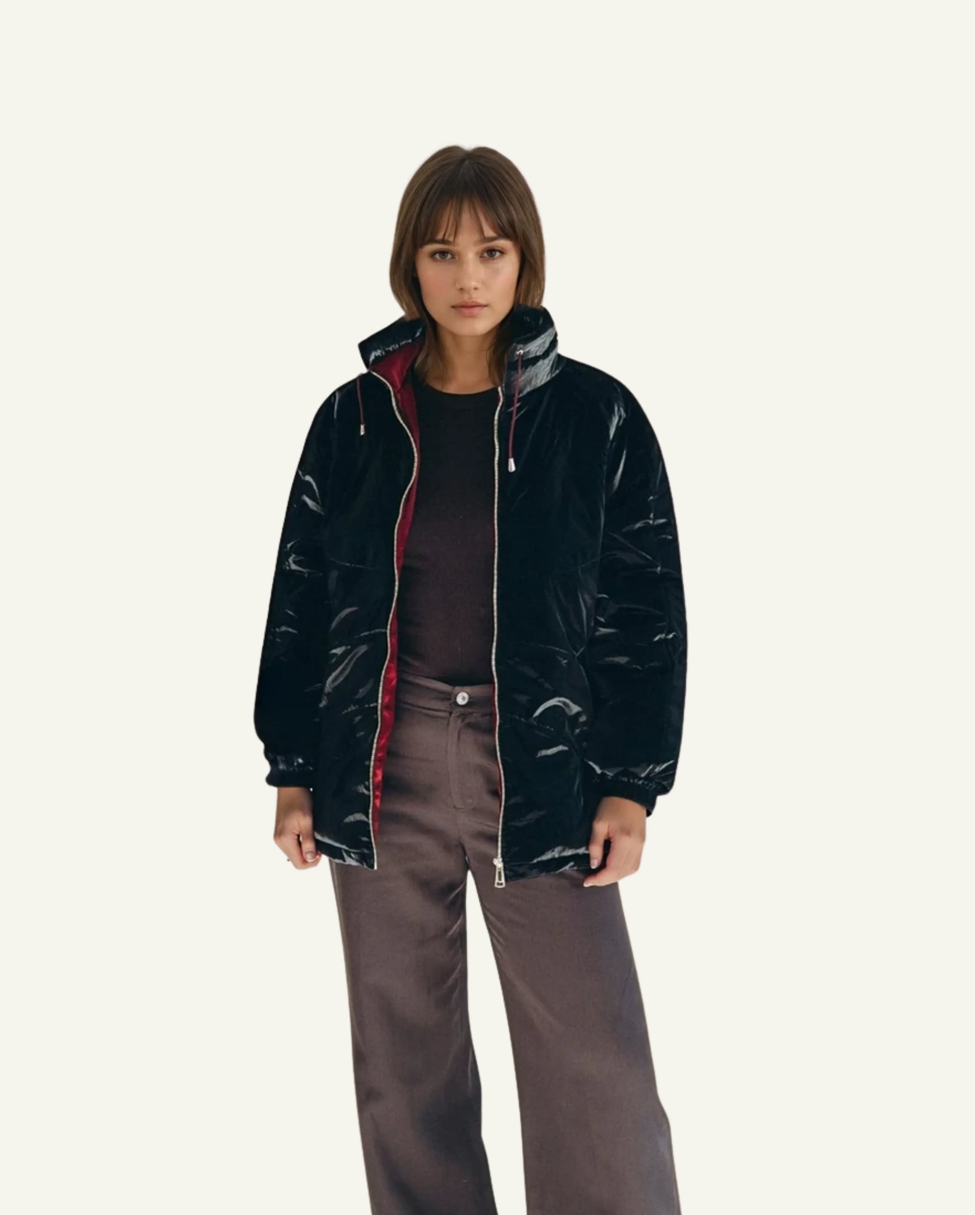 Women's Wool Puff Jacket - Black - Natural, Non-Toxic & Insulated with 100% Wool - MellowConceptStore