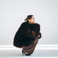 Sheepskin Fur / Coat with Burgundy Silk Lining - Brown - MellowConceptStore