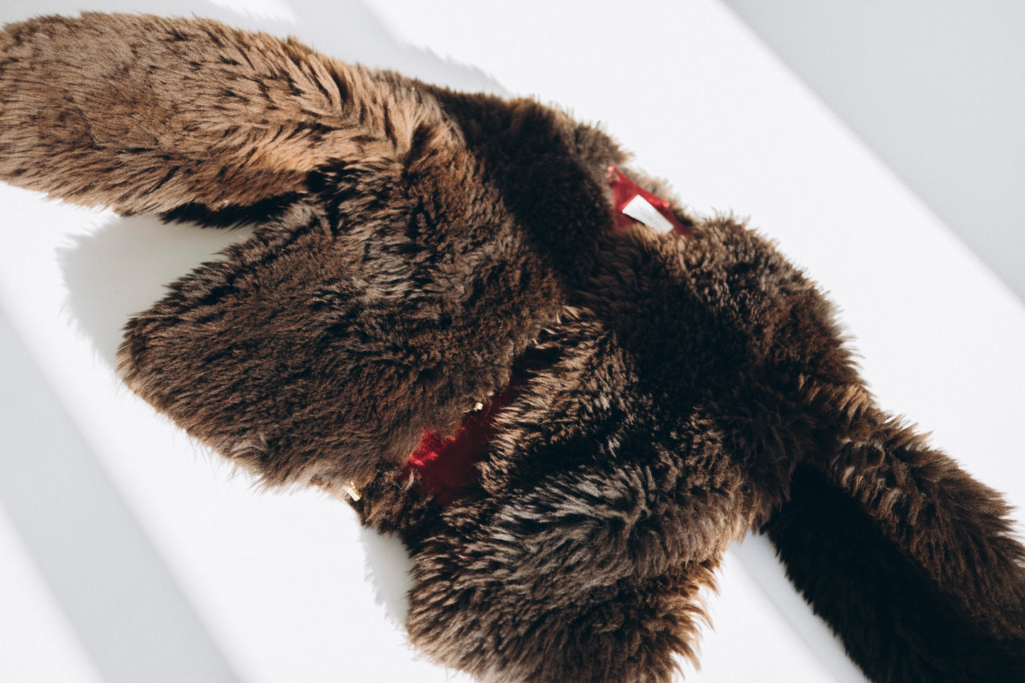 Sheepskin Fur / Coat with Burgundy Silk Lining - Brown - MellowConceptStore