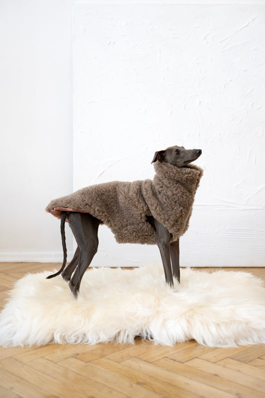 Square or Rectangular Natural Sheepskin Pet Mat  White