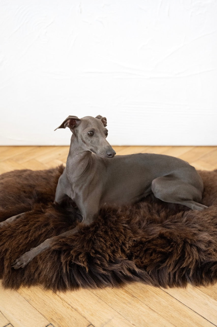 Square or Rectangular Natural Brown Sheepskin Pet Mat 