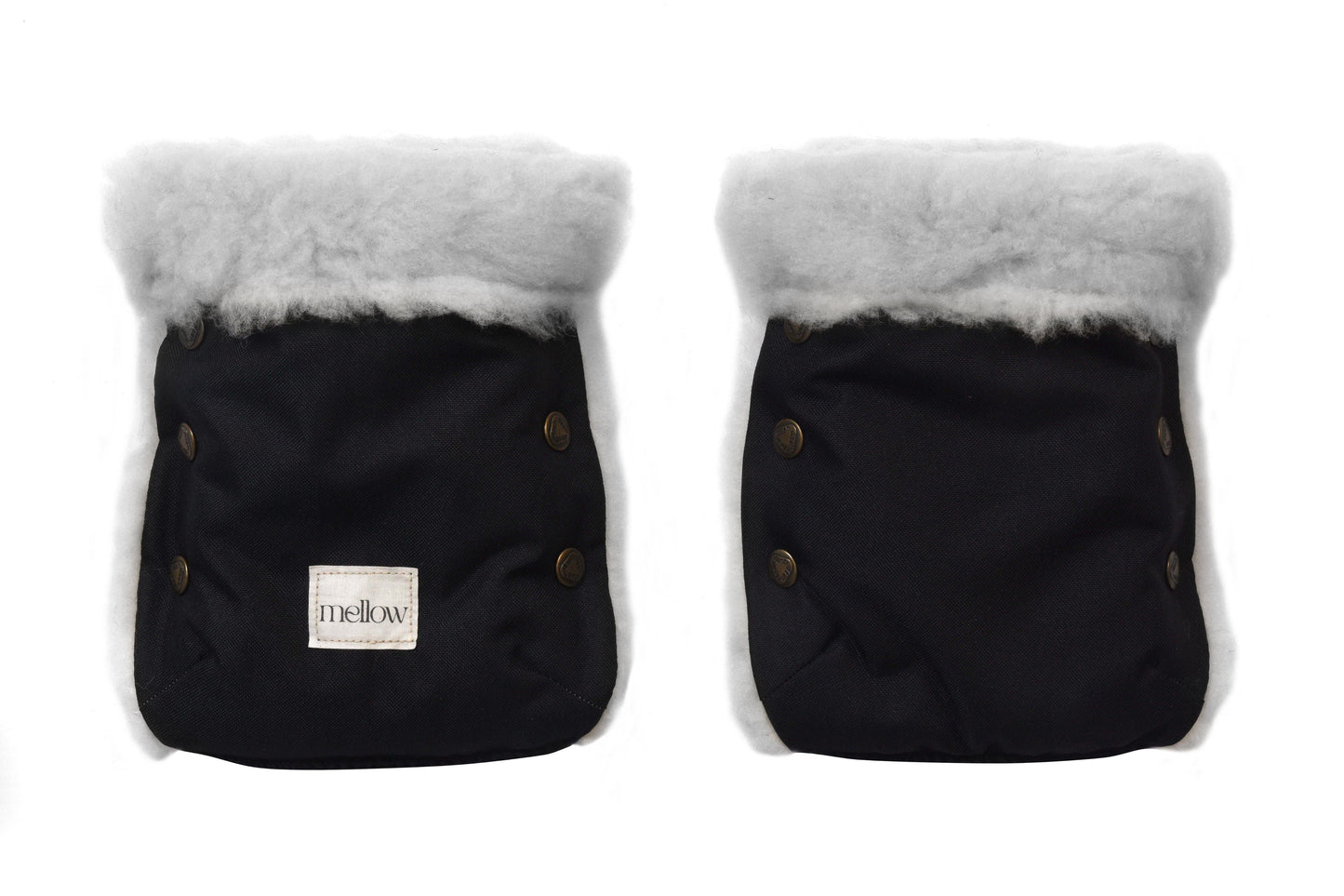 Waterproof Natural Wool Stroller Hand Muffs  Black&Grey