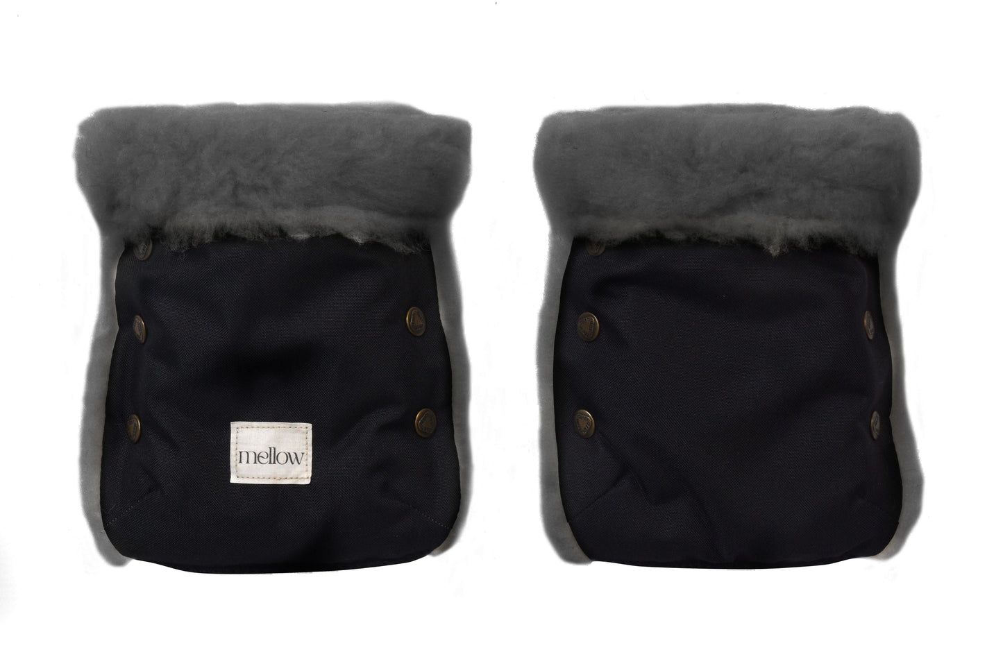 Waterproof Natural Wool Stroller Hand Muffs Black&Charcoal