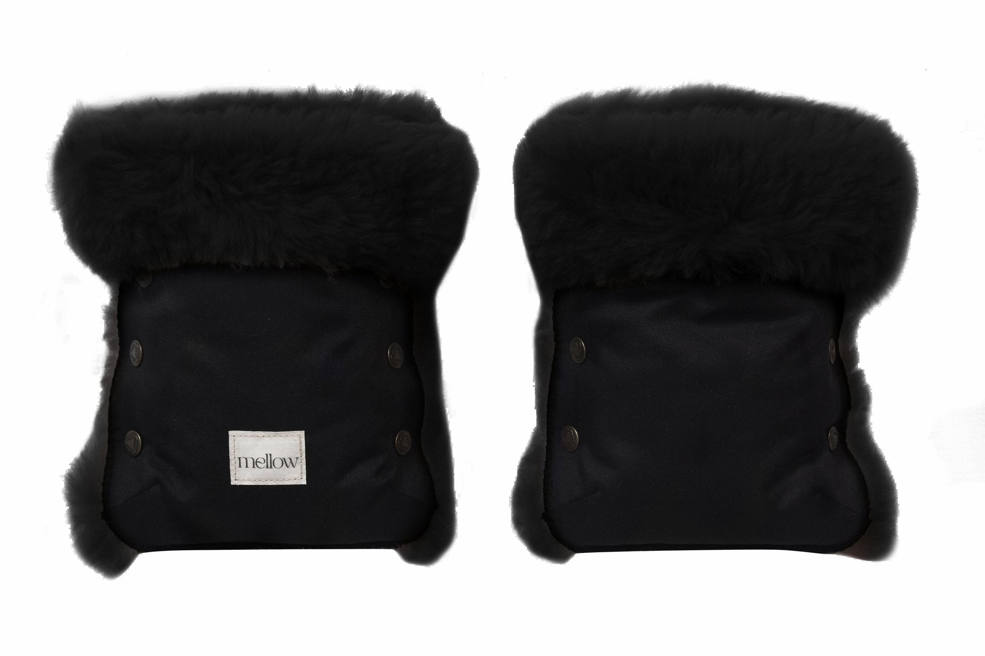 Waterproof Natural Sheepskin Stroller Hand Muffs Black