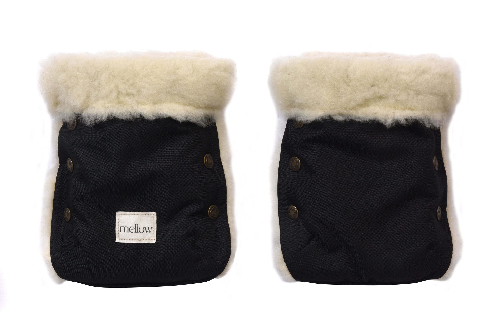 Waterproof Natural Wool Stroller Hand Muffs  Black&White