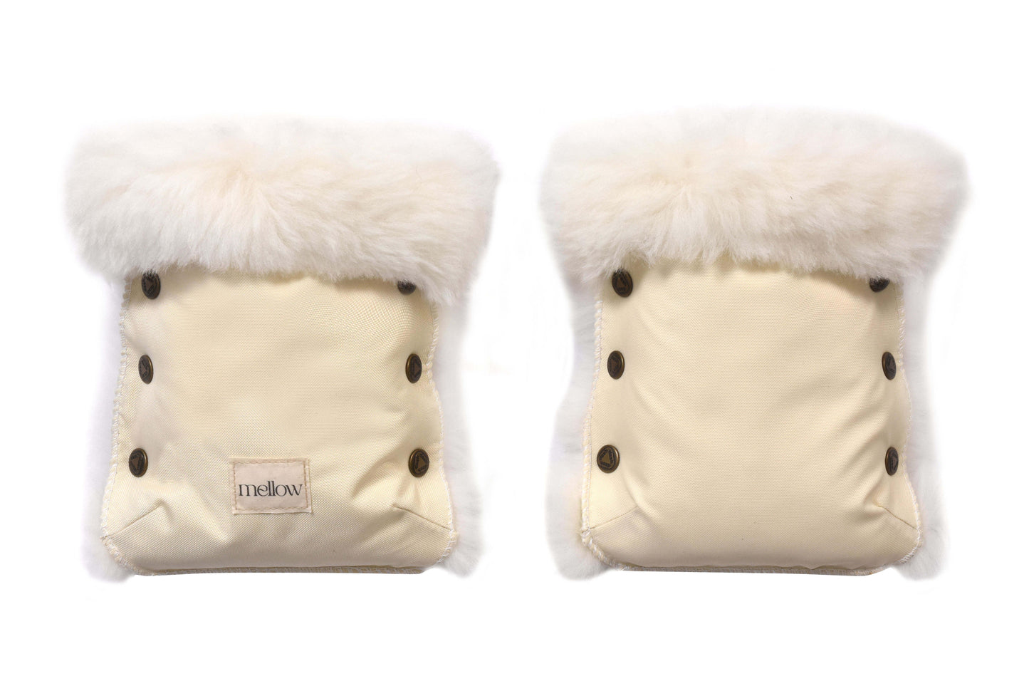 Waterproof Natural Sheepskin Stroller Hand Muffs White
