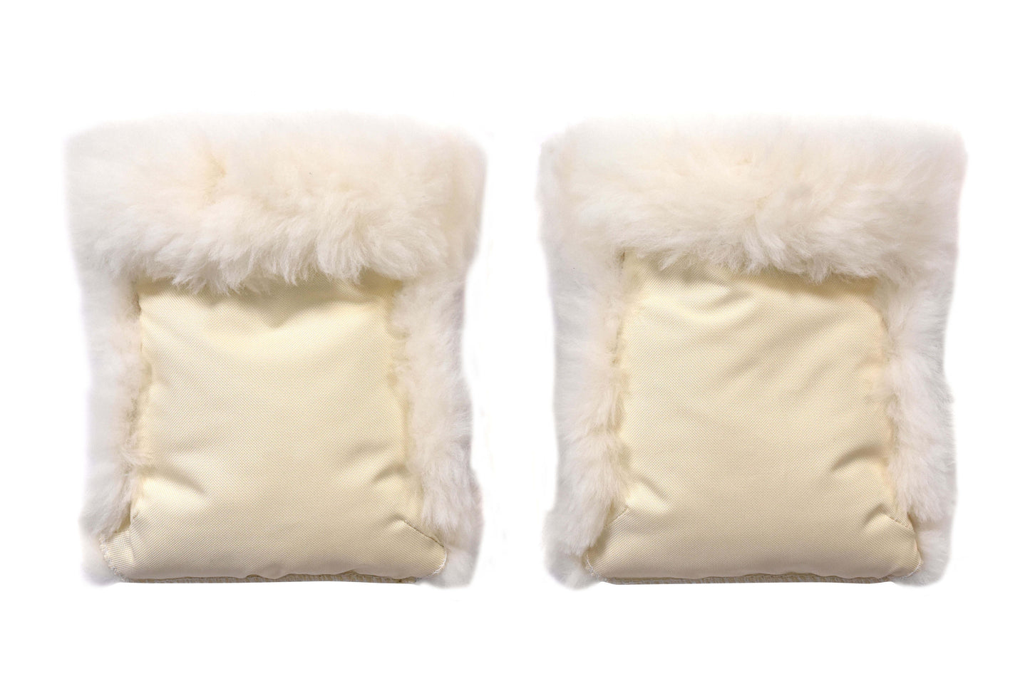 Waterproof Natural Sheepskin Stroller Hand Muffs White