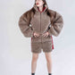 Kurze Wolljacke für Damen - Beige