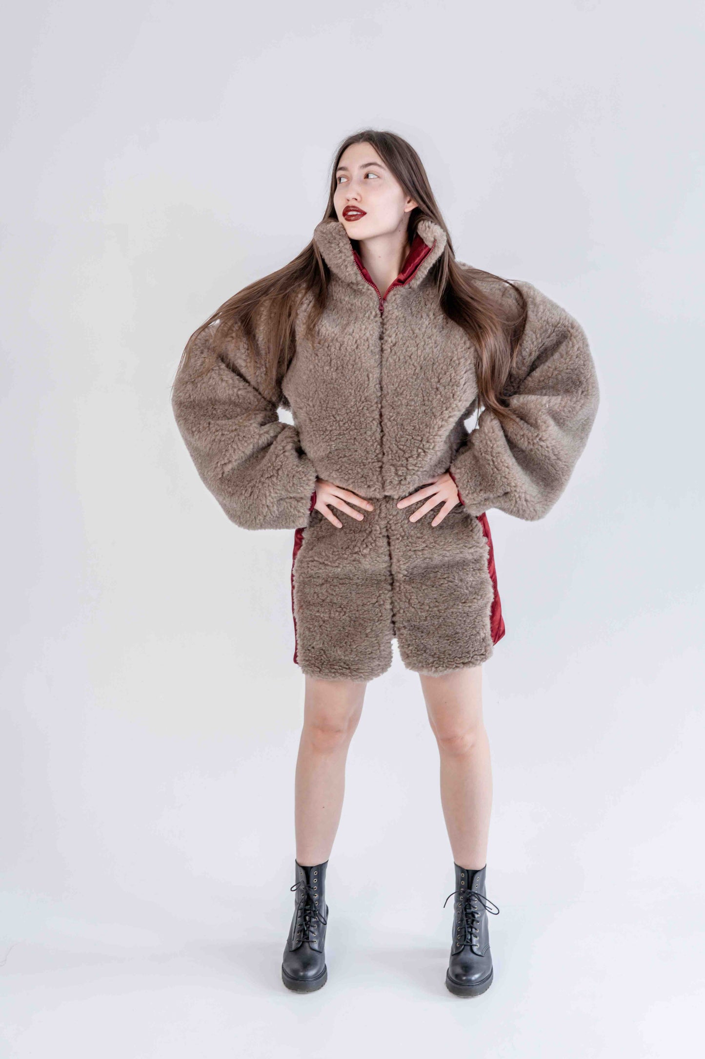 Kurze Wolljacke für Damen - Beige