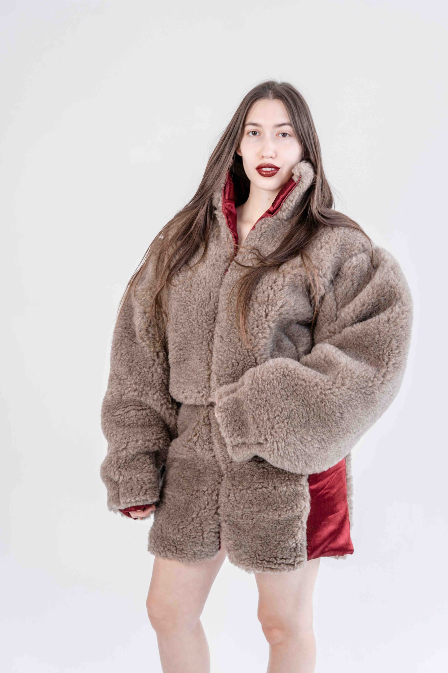 Kurze Wolljacke für Damen - Beige