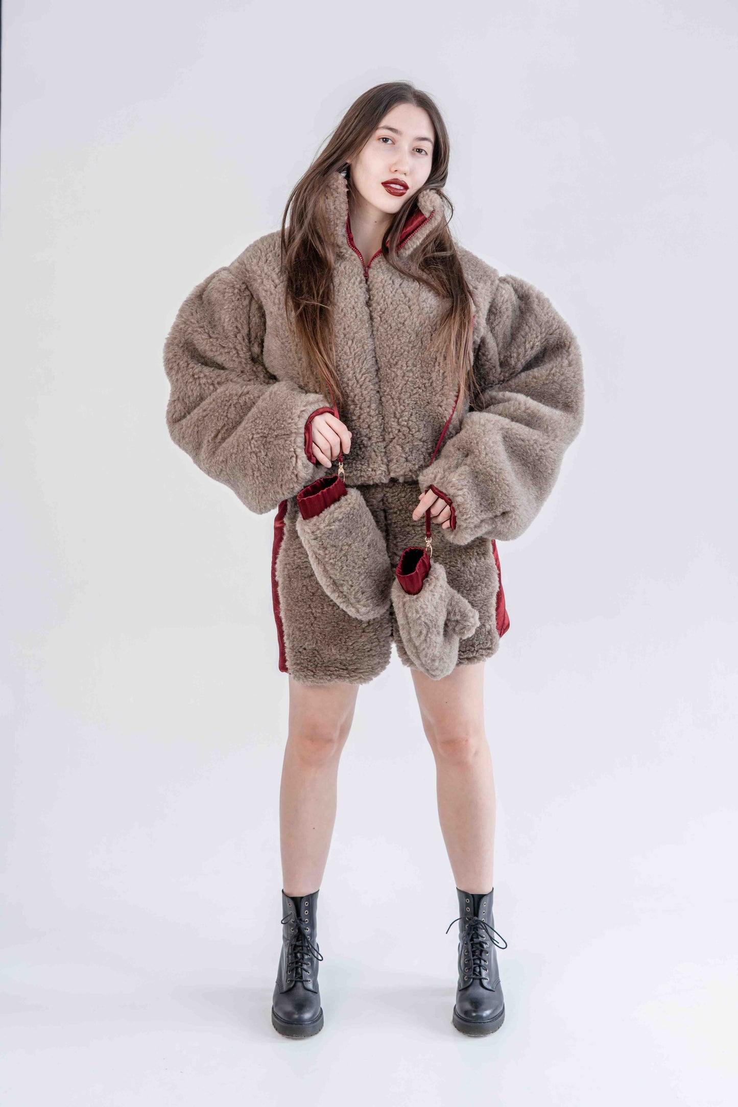 Kurze Wolljacke für Damen - Beige