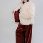 Sheepskin Fur / Coat with Burgundy Silk Lining - White - MellowConceptStore