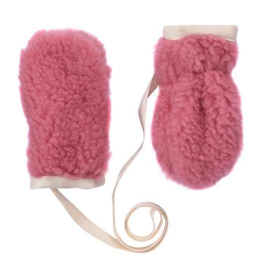Pink Bear Woolen Baby Gloves